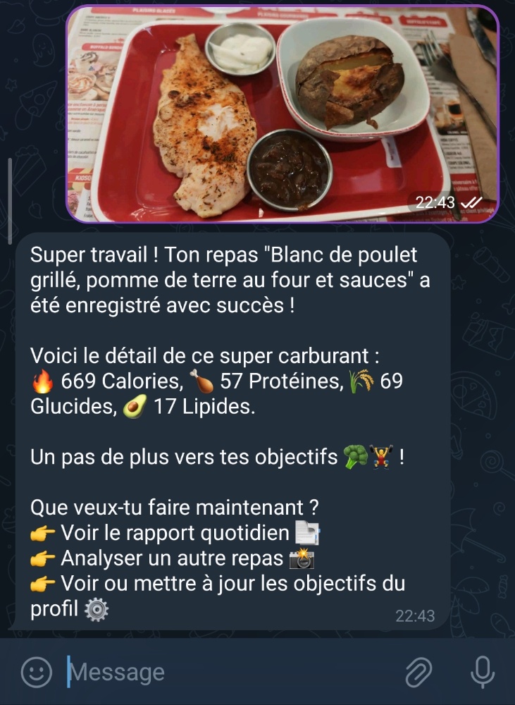 Conversation avec le bot Telegram